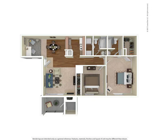 2 Bed 2 Bath 1108 SqFt (1022 Net) 1208 floor plan